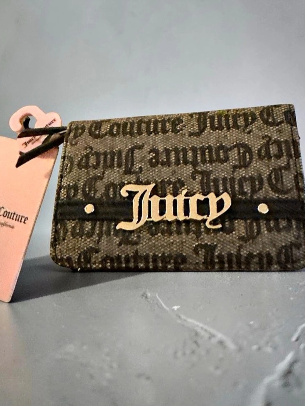 Juicy Couture Monogram Logo Card Case Wallet Brown & Black